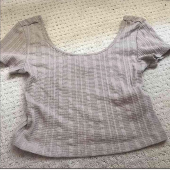 Tan Crop Top Forever 21 Textured Short Sleeve - Picture 3 of 4